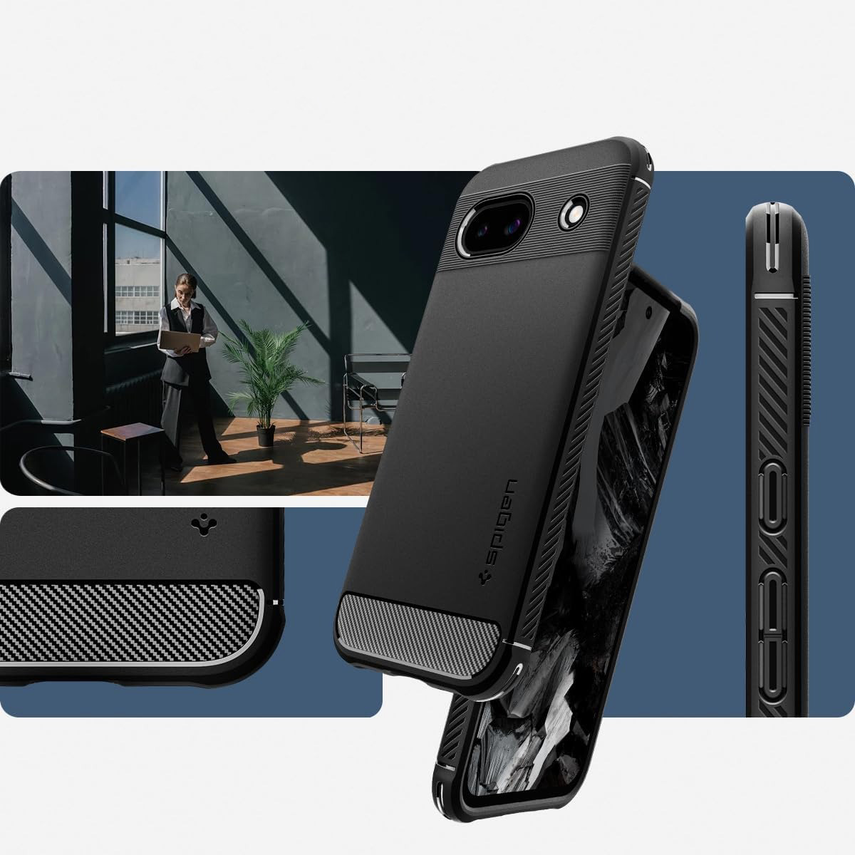 Etui pancerne Spigen Rugged Armor do Google Pixel 8A, czarne